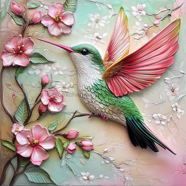 Hummingbird Sign, DCO-13189, Sign For Wreath, 10x10